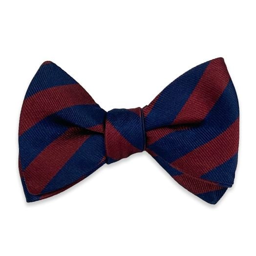 O'Connell's Silk Twill Bow Tie - 1/2" Bar Stripe - Burgundy & Navy (108461)