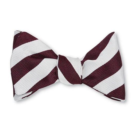 O'Connell's Silk Twill Bow Tie - 1/2" Bar Stripe - Burgundy & White (117574)