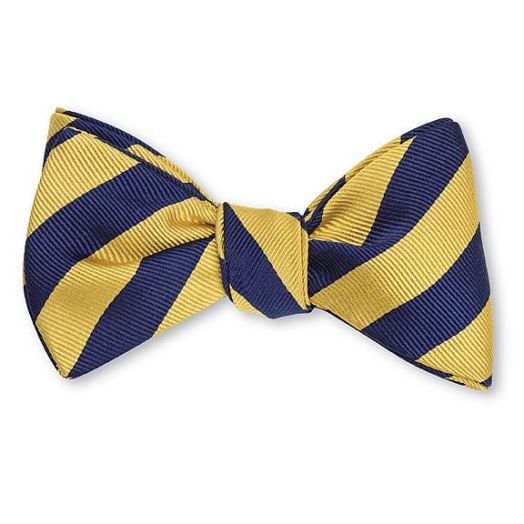 O'Connell's Silk Twill Bow Tie - 1/2" Bar Stripe - Navy & Gold (095931)
