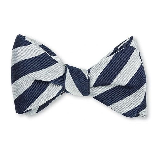 O'Connell's Silk Twill Bow Tie - 1/2" Bar Stripe - Navy & White (101166)