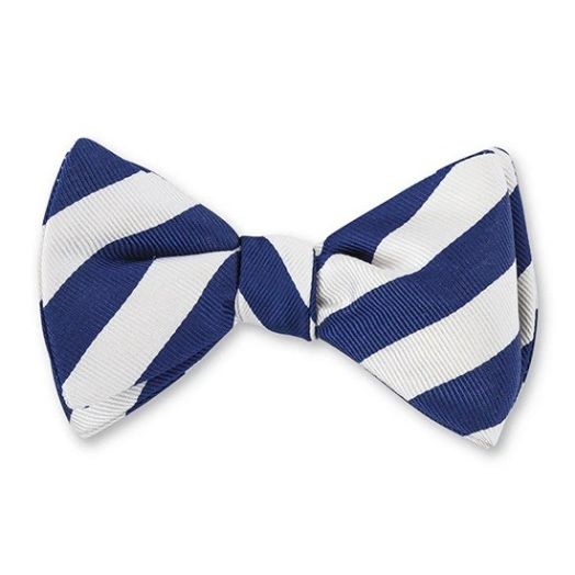 O'Connell's Silk Twill Bow Tie - 1/2" Bar Stripe - Royal & White (117573)