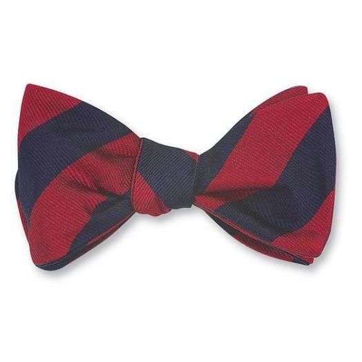 O'Connell's Silk Twill Bow Tie - 3/4 Inch Stripe - Navy & Red (95262)