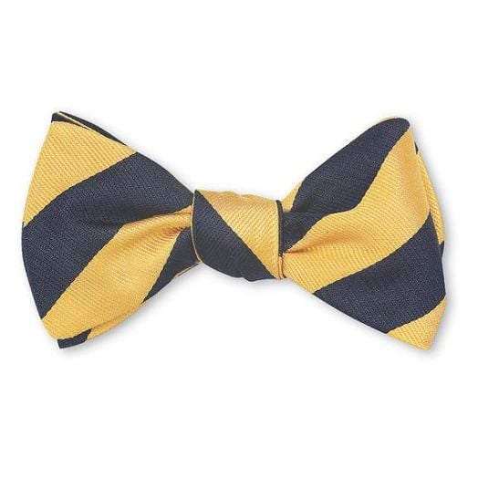 O'Connell's Silk Twill Bow Tie - 3/4 Inch Stripe - Navy & Yellow (95261)