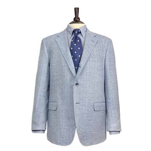 O'Connell's Silk, Wool & Linen Sport Coat - Blue Herringbone