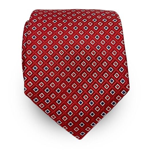 O'Connell's Silk Woven Tie - Diamonds - Red (108127)