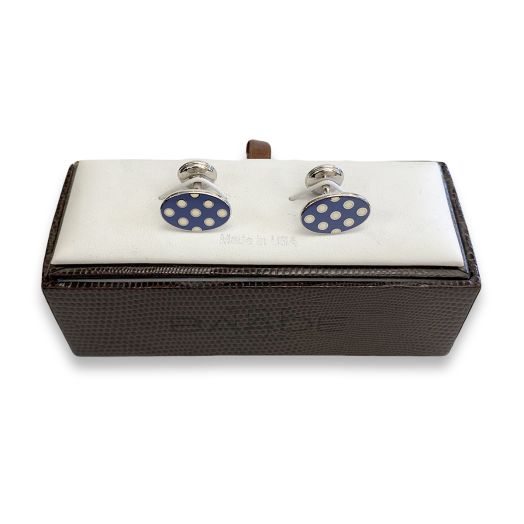 O'Connell's Silver Finish Cuff Links - Plum with White Dots (65635)
