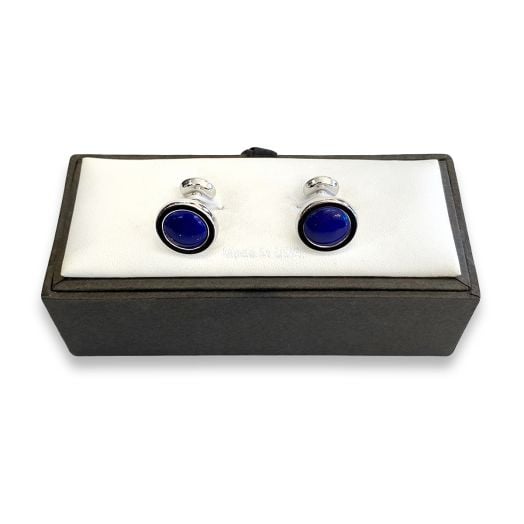 O'Connell's Silver Finish Cufflinks - Lapis with Black Border (85694)