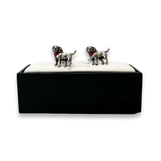 O'Connell's Silver Finish Hand Painted Enamel Cufflinks - Beagle (62307)