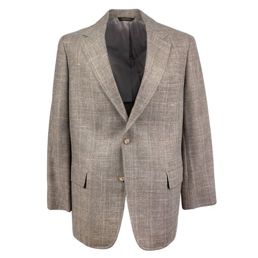 O'Connell's Sport Coat - Wool, Linen & Poly Blend - Broken Herringbone - Brown with Sky, Mint, Blue & Rust Window