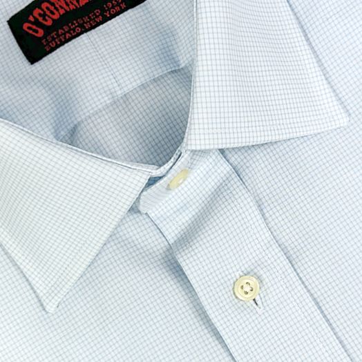 O'Connell's Spread Collar Dress Shirt - Minicheck - Light Blue