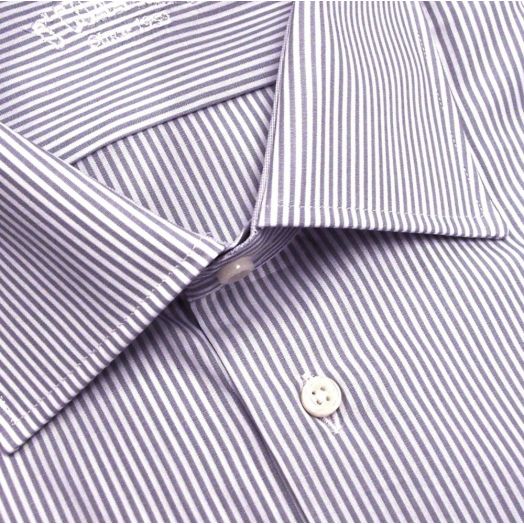 O'Connell's Spread Collar Dress Shirt - Super 100s Grey Banker Stripe