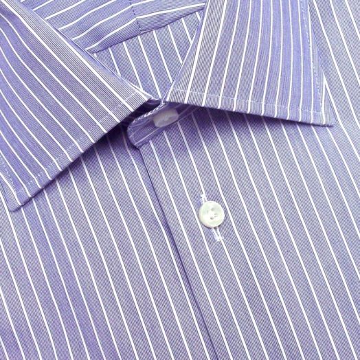 O'Connell's Spread Collar Dress Shirt - Super 140s Navy Hairline with White Stripe