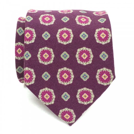 O'Connell's Stonewashed Wool Necktie - Neat - Plum (87499)