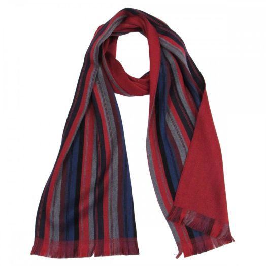 O'Connell's Striped Wool Scarf - Navy, Red & Gray (73635)