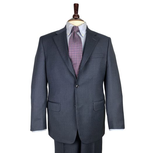 O'Connell's Suit - 120's Worsted Wool Birdseye - Charcoal Blue