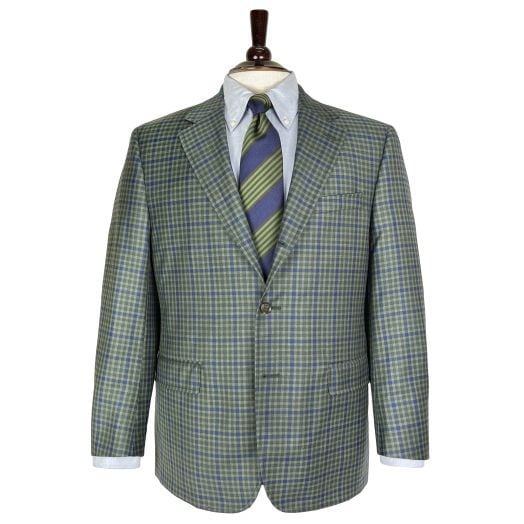 O'Connell's Super 130's Tropical Wool Sport Coat - Forest & Navy Check