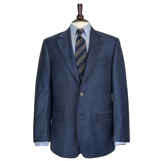 O'Connell's Super 130's Wool Sport Coat - Blue with Navy & Brown Check