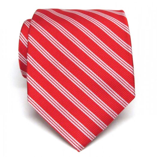 O'Connell's Triple Stripe Necktie - Red with White (82192)