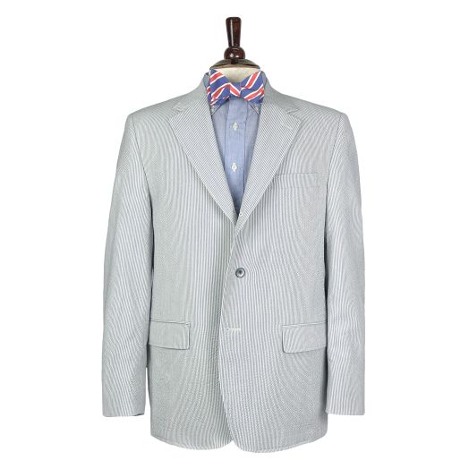 O'Connell's Unconstructed Wool Seersucker Sport Coat - Blue Stripe