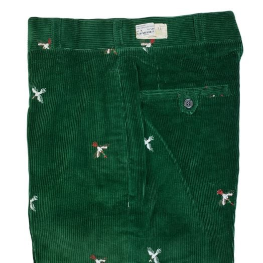 O'Connell's Vintage Embroidered Corduroy Trousers - Birdhunt - Green