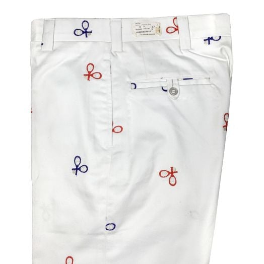O'Connell's Vintage Embroidered Cotton Twill Trousers - Tennis Racquets - Tan