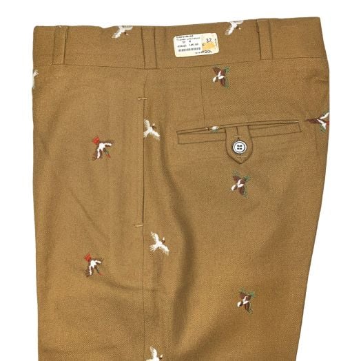 O'Connell's Vintage Embroidered Flannel Trousers - Birdhunt - Tan