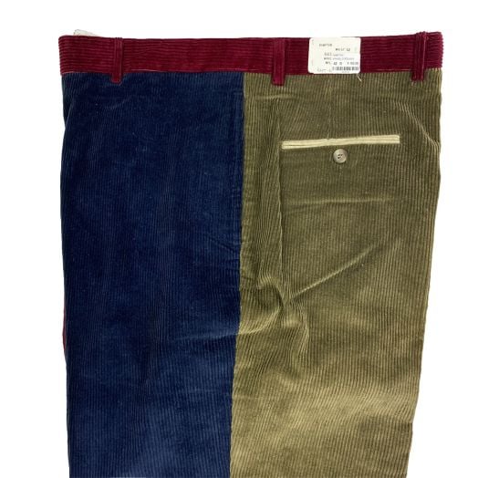 O'Connell's Vintage Plain Front 8-Wale 4-Panel Corduroy Trousers - Navy, Tan, Olive & Wine