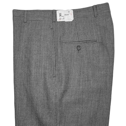 O'Connell's Vintage Plain Front Wool Flannel Trousers - Minicheck (5305)