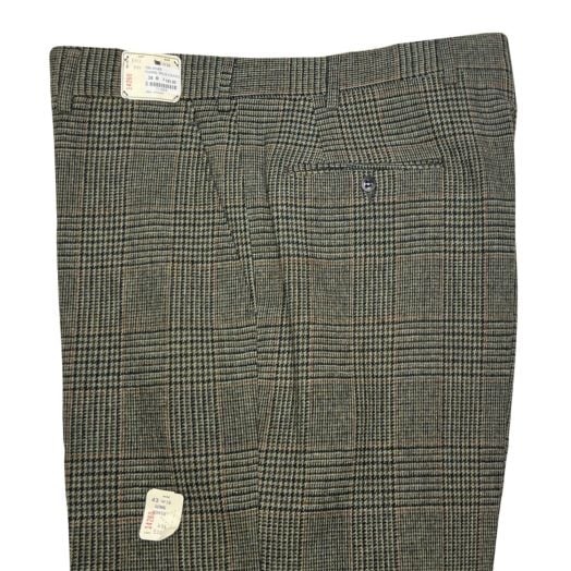 O'Connell's Vintage Plain Front Wool Flannel Trousers - Olive with Rust Plaid (5301)