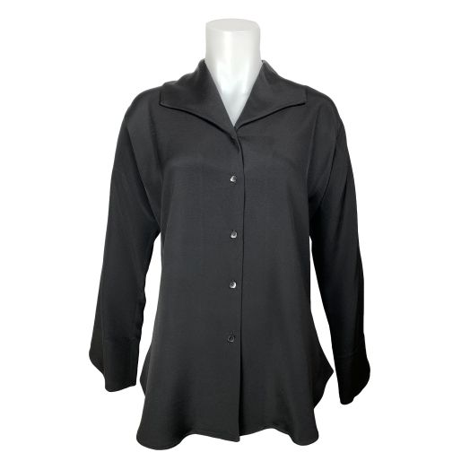 O'Connell's Women's 4-Ply Shawl Collar Silk Blouse - Black