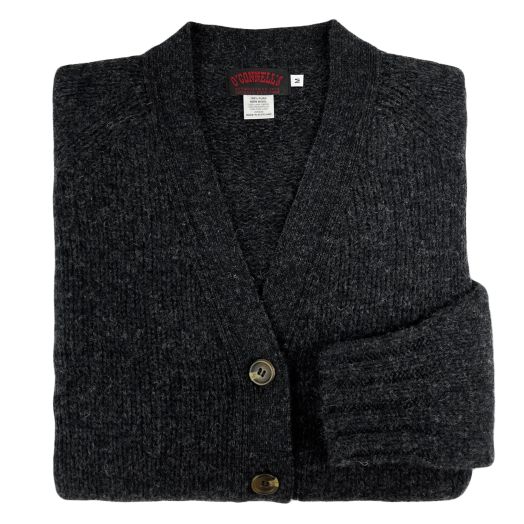 O'Connell's Women's 4-ply Shetland Wool Cardigan - Charcoal