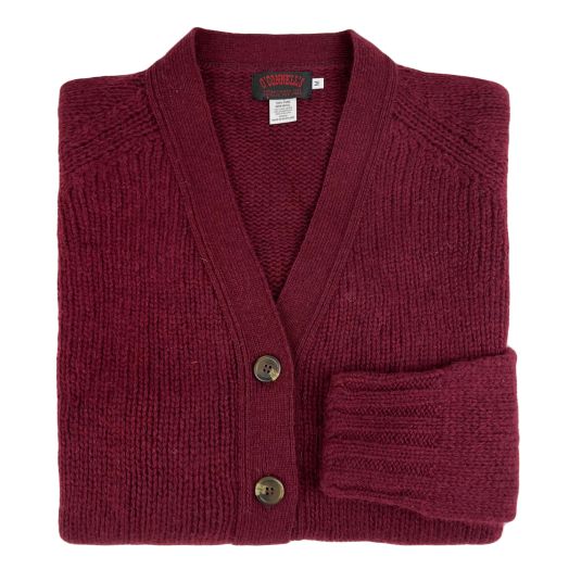 O'Connell's Women's 4-ply Shetland Wool Cardigan - Claret