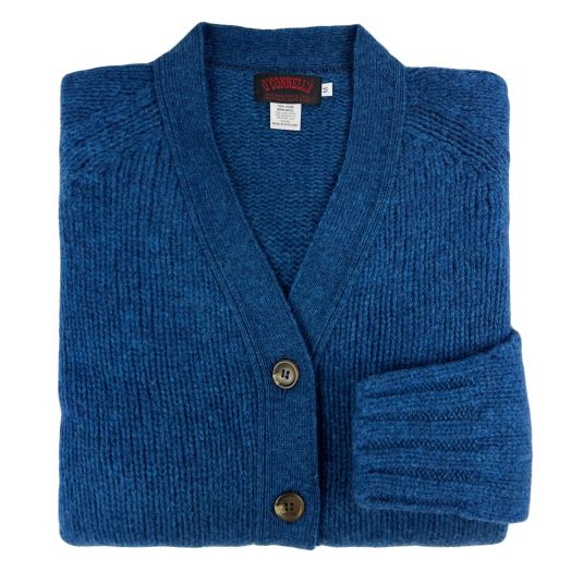 O'Connell's Women's 4-ply Shetland Wool Cardigan - Neptune