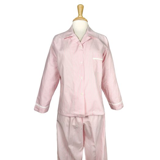 O'Connell's Women's Cotton Pajama Set - Stripe - Pink & White (7010)