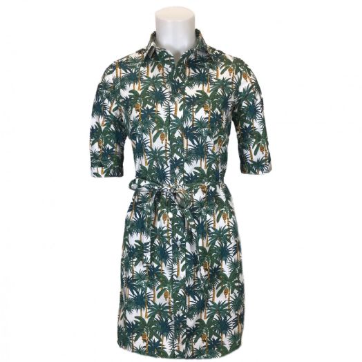 O'Connell's Cotton Poplin Shirtdress - Palm Print