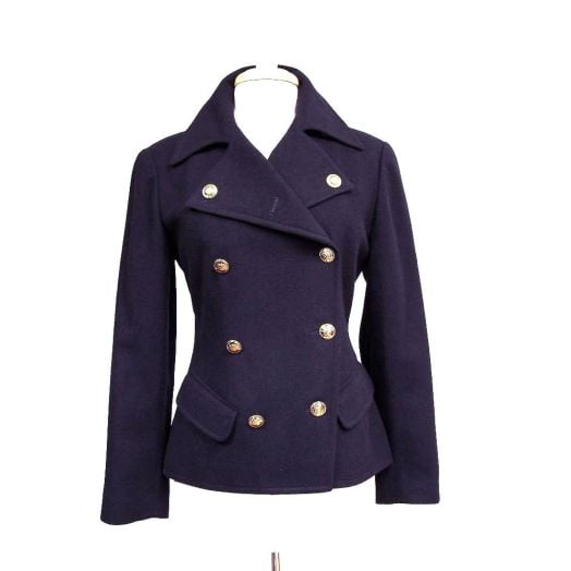 O'Connell's Womens Double Breasted Camelhair Jacket - Navy