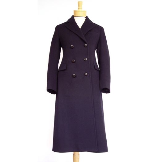 O'Connell's Women's Double Breasted Topcoat - Wool - Navy