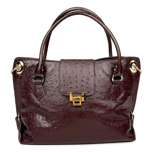 O'Connell's Women's Embossed Ostrich Shoulder Bag - Burgundy (63897)