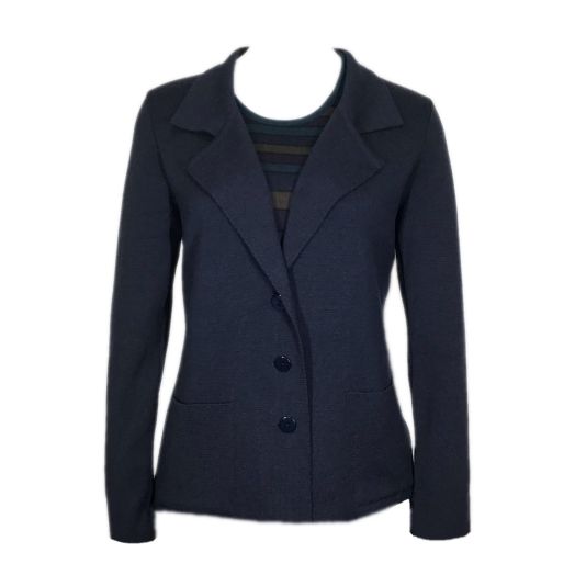 O'Connell's Women's Fitted Merino Knit Jacket - Stella - Navy (6203)