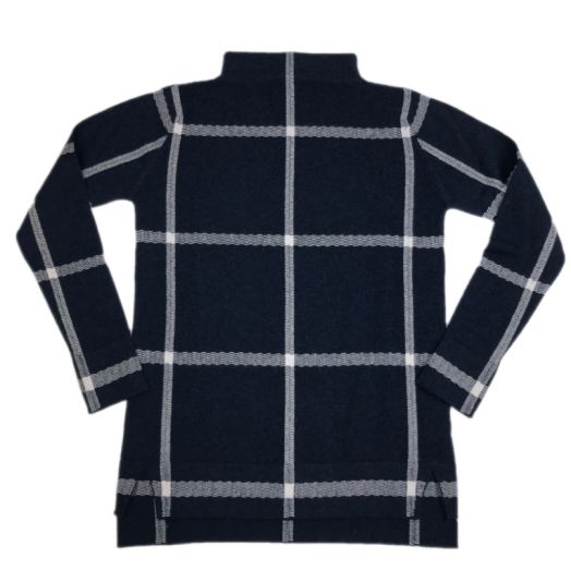 O'Connell's Women's Funnel Neck Windowpane Cashmere - Midnight