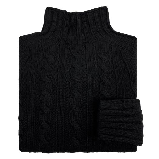 O'Connell's Women's Geelong Cable Knit Funnel Neck Sweater - Black