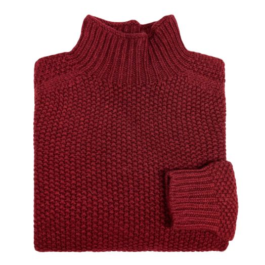 O'Connell's Women's Geelong Moss-Stitch Funnel Sweater - Russet Red