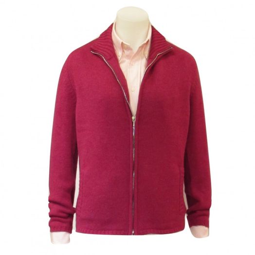 O'Connell's Women's High Neck Cashmere 2-Way Zip Cardigan - Rose