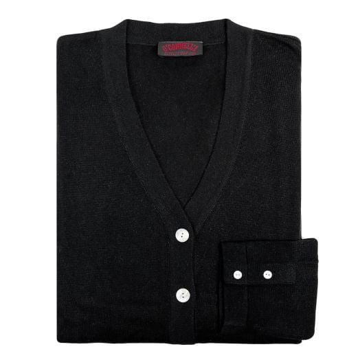 O'Connell's Women's Pima Cotton & Silk Long "Boyfriend" Cardigan - Black (3902)