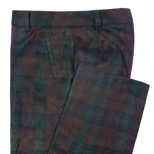 O'Connell's Women's Mary Ann Wool Flannel Trousers - Plaid - Burgundy, Dark Green & Black (1153CA-01)