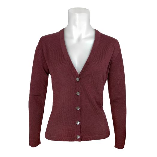 O'Connell's Women's Merino V-Neck Cardigan - Claret