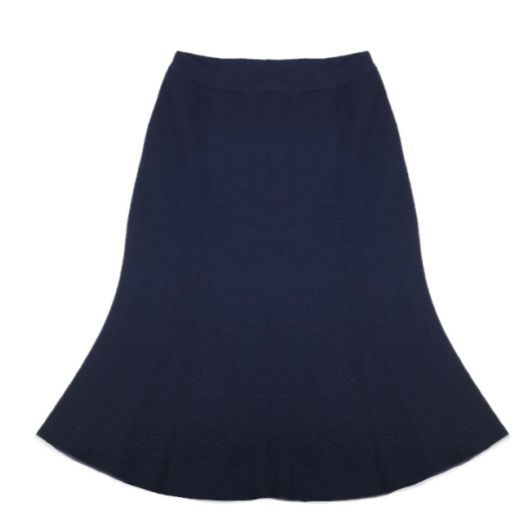 O'Connell's Women's Merino Wool Ribbed Fluted Skirt - Navy (M6316)