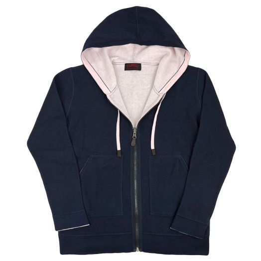 O'Connell's Women's Pima Cotton Zip Hoodie - Navy & Pink (3884)
