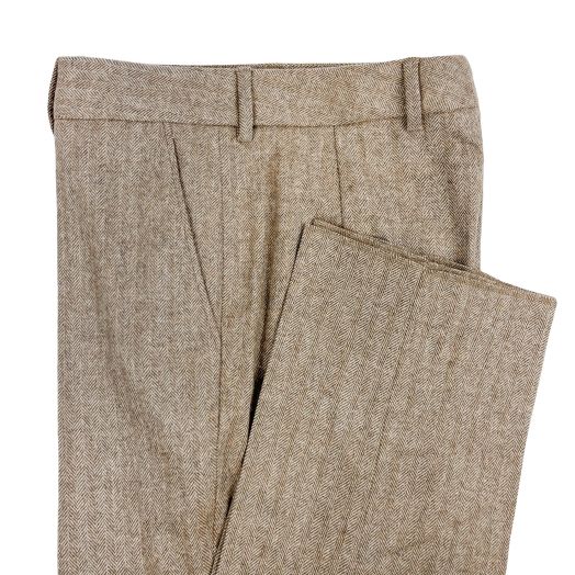 O'Connell's Women's Rebecca Wool & Cashmere Flannel Trousers - Herringbone - Tan (CW8)