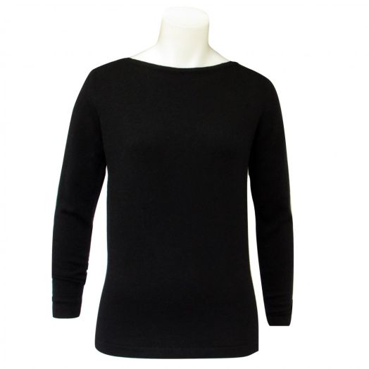 O'Connell's Women's Scottish Cashmere Boatneck Sweater - Black